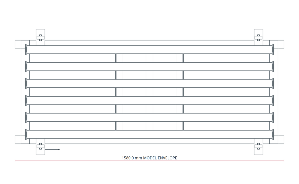 USPE Side-Transfer Roller Pallet, USPE-SR6, plan view of original editable CAD geometry; unapproved design proposal, not a product photograph