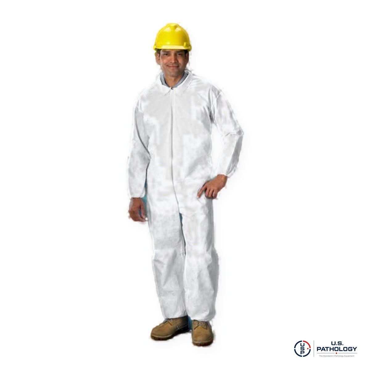 USPE SMS Disposable Coverall, Elastic Wrists & Ankles – White