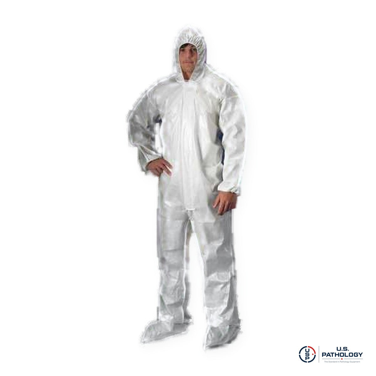 USPE SMS Disposable Coverall, Attached Hood & Boots – White