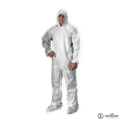 USPE SMS Disposable Coverall, Attached Hood & Boots – White
