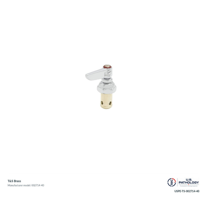 T&S Brass 002714-40 Right-hand hot-side spindle assembly; genuine T&S manufacturer reference; USPE catalog USPE-TS-002714-40