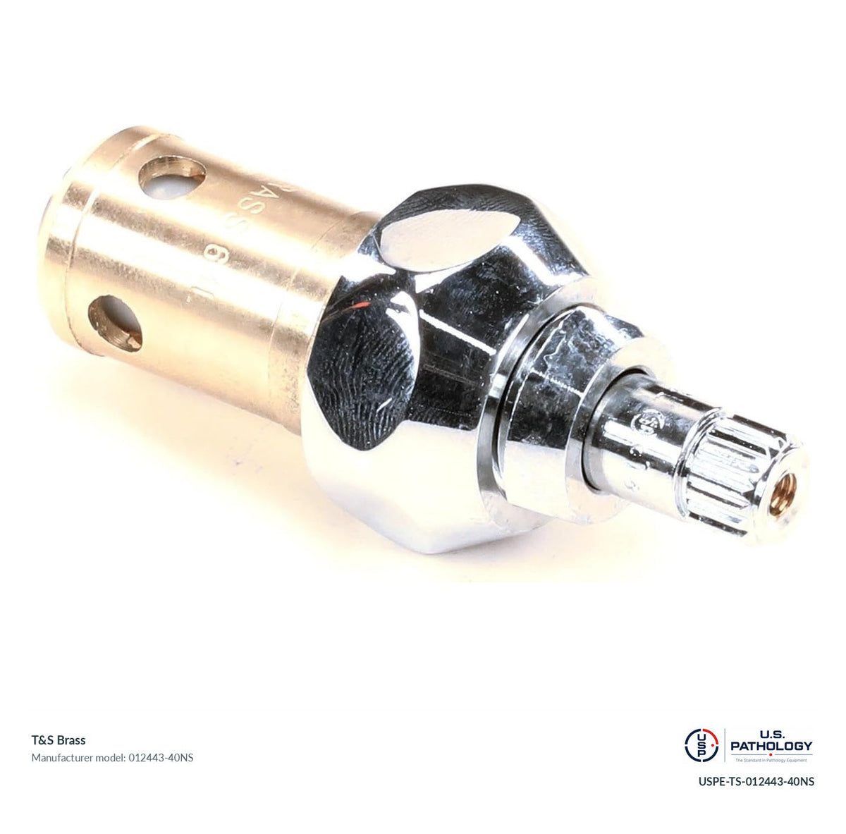 T&S Brass 012443-40NS Quarter-turn Eterna cartridge with spring check; genuine T&S manufacturer reference; USPE catalog USPE-TS-012443-40NS