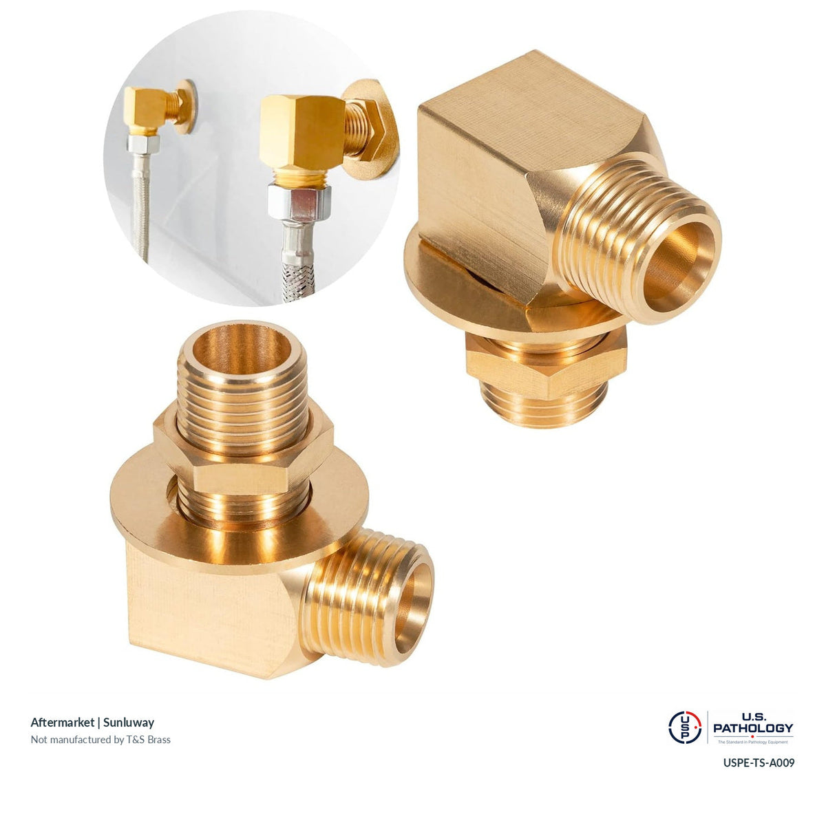Sunluway Wall-mount faucet installation kit | Aftermarket; third-party aftermarket reference, not a T&S-manufactured product; USPE catalog USPE-TS-A009