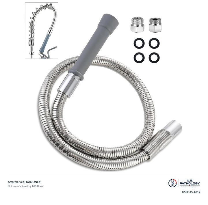 KANONEY Pre-rinse hose with handle | Aftermarket; third-party aftermarket reference, not a T&S-manufactured product; USPE catalog USPE-TS-A019