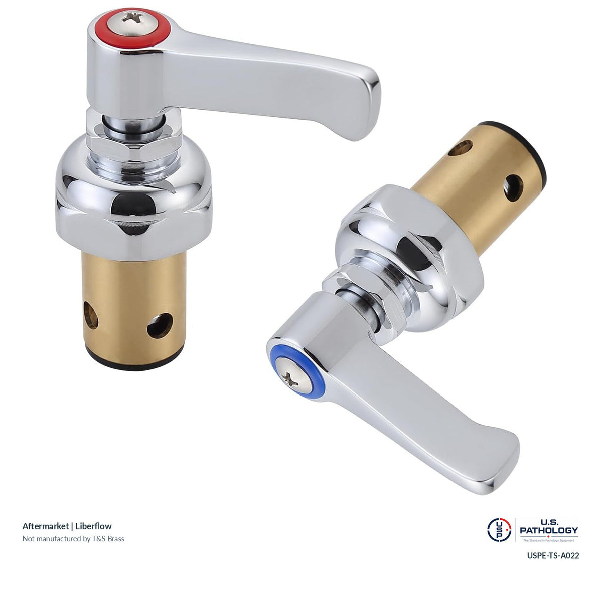 Liberflow Hot and cold side handle stem assembly set | Aftermarket; third-party aftermarket reference, not a T&S-manufactured product; USPE catalog USPE-TS-A022