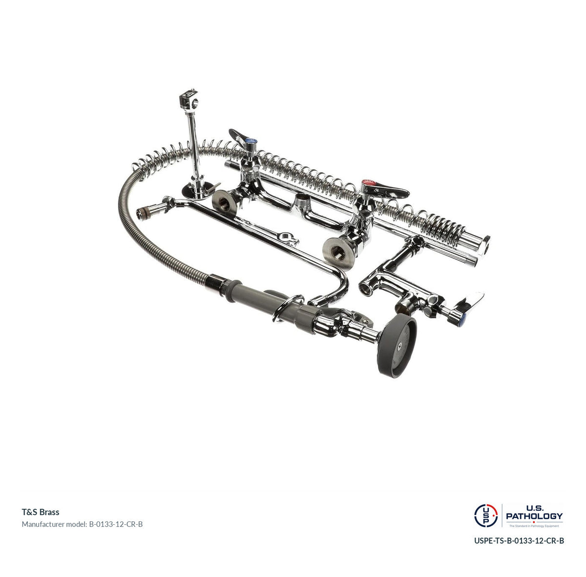 T&S Brass B-0133-12-CR-B Pre-rinse unit with wall bracket; genuine T&S manufacturer reference; USPE catalog USPE-TS-B-0133-12-CR-B