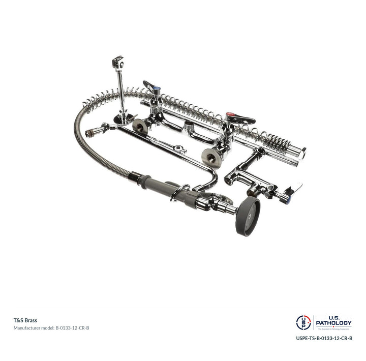 T&S Brass B-0133-12-CR-B Pre-rinse unit with wall bracket; genuine T&S manufacturer reference; USPE catalog USPE-TS-B-0133-12-CR-B