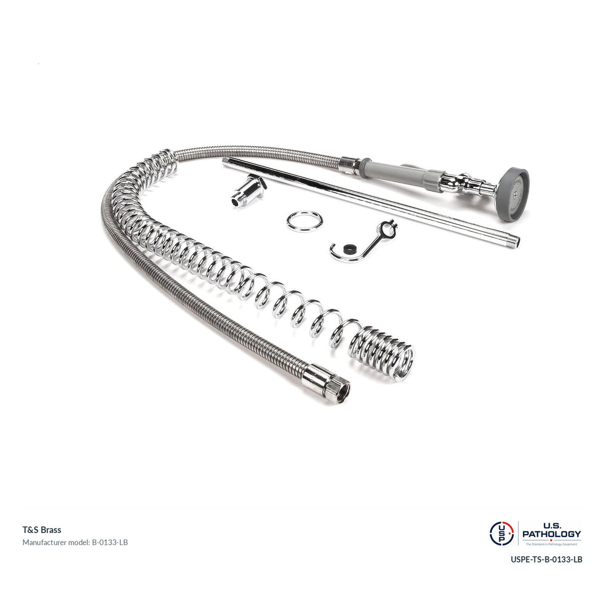 T&S Brass B-0133-LB Pre-rinse assembly with riser, hose and spray valve; genuine T&S manufacturer reference; USPE catalog USPE-TS-B-0133-LB