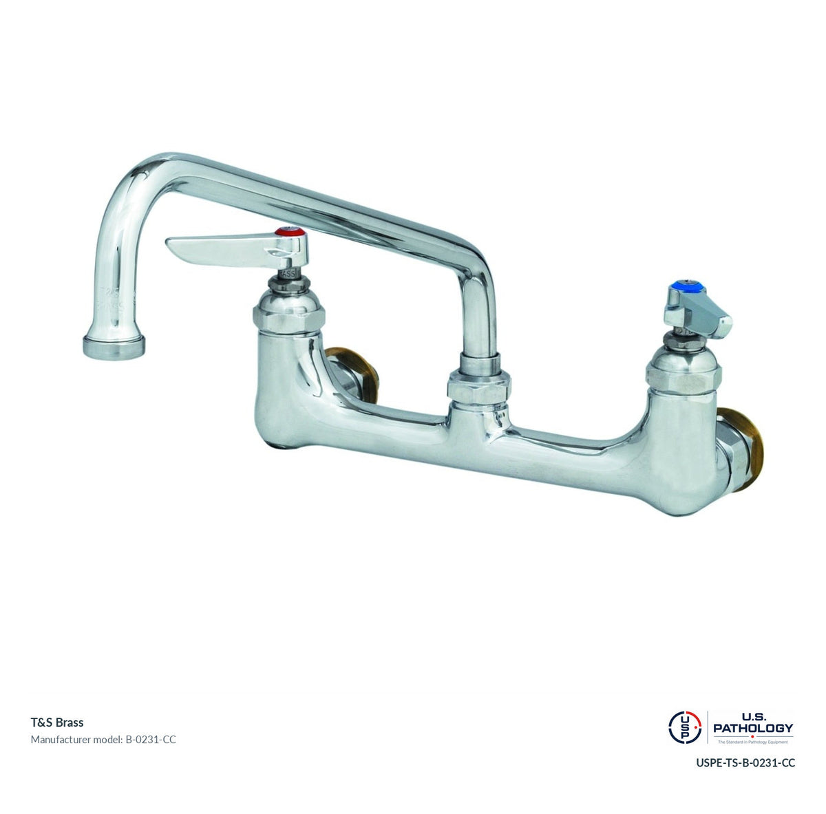 T&S Brass B-0231-CC Wall-mount double pantry faucet; genuine T&S manufacturer reference; USPE catalog USPE-TS-B-0231-CC