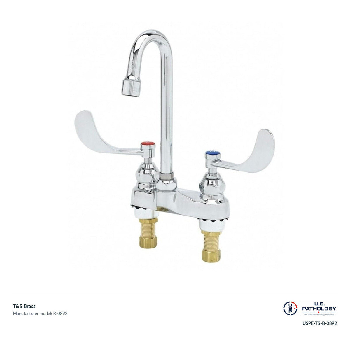T&S Brass B-0892 Lavatory medical faucet with gooseneck spout; genuine T&S manufacturer reference; USPE catalog USPE-TS-B-0892