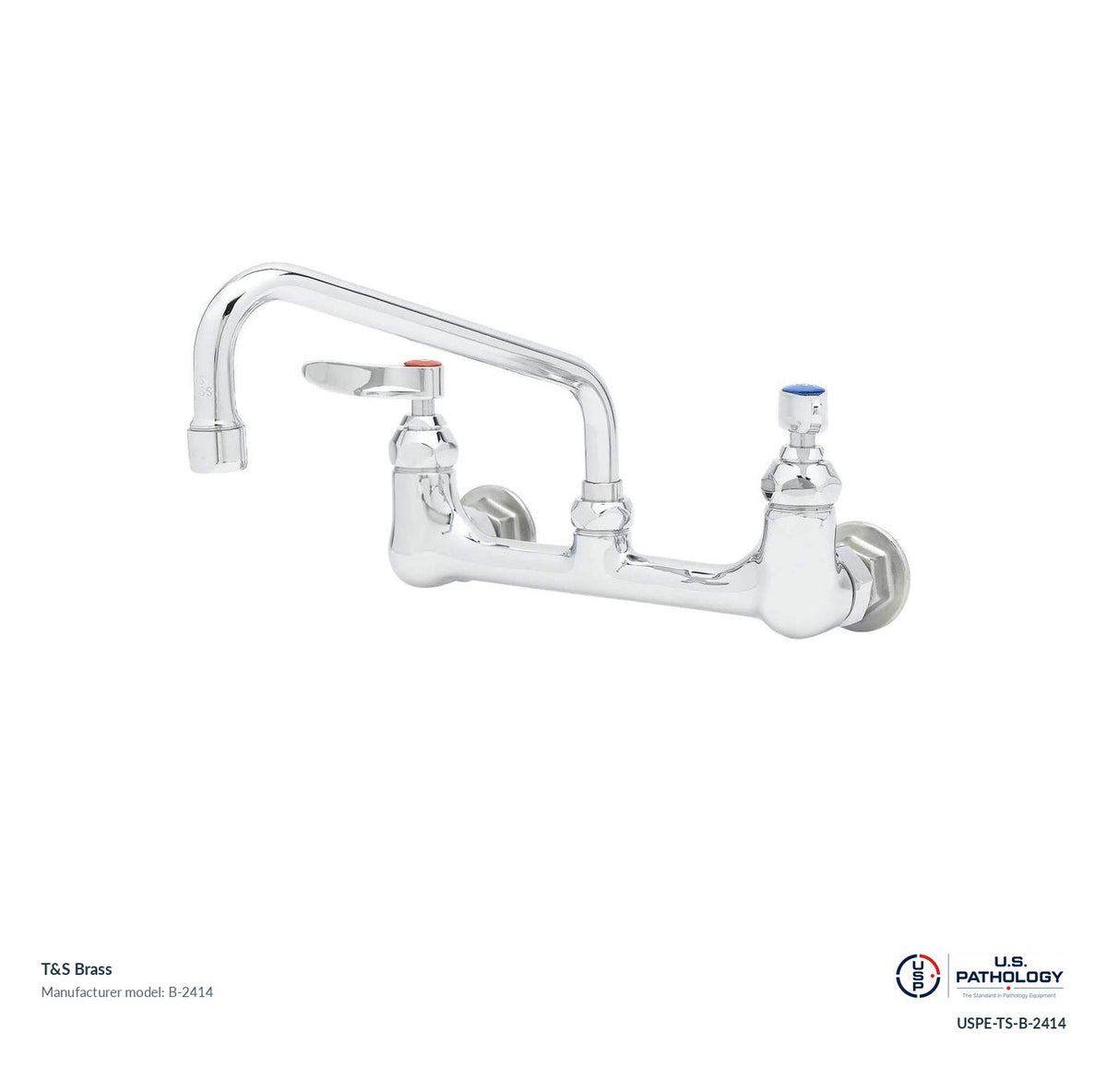 T&S Brass B-2414 Wall-mount double pantry faucet; genuine T&S manufacturer reference; USPE catalog USPE-TS-B-2414