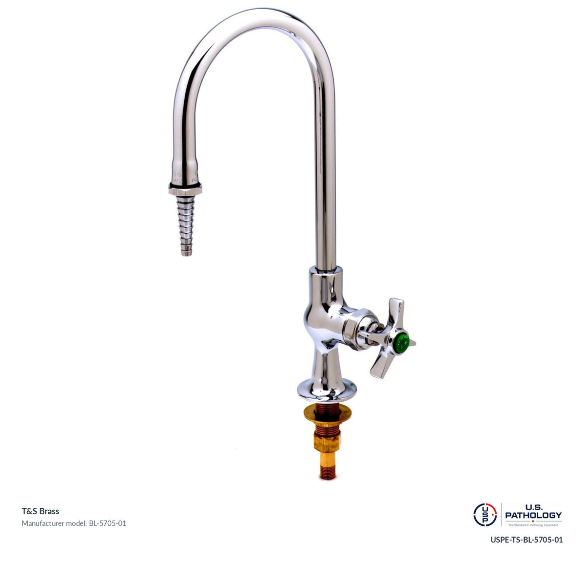 T&S Brass BL-5705-01 Laboratory faucet with serrated-tip gooseneck; genuine T&S manufacturer reference; USPE catalog USPE-TS-BL-5705-01