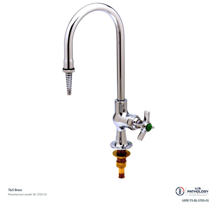 T&S Brass BL-5705-01 Laboratory faucet with serrated-tip gooseneck; genuine T&S manufacturer reference; USPE catalog USPE-TS-BL-5705-01