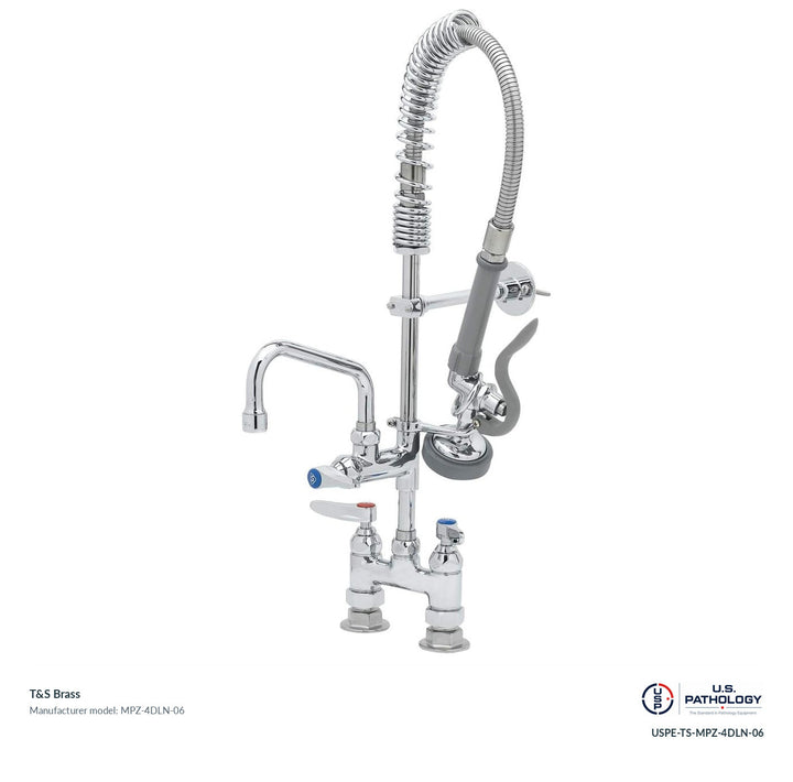 T&S Brass MPZ-4DLN-06 Deck-mount mini pre-rinse faucet; genuine T&S manufacturer reference; USPE catalog USPE-TS-MPZ-4DLN-06