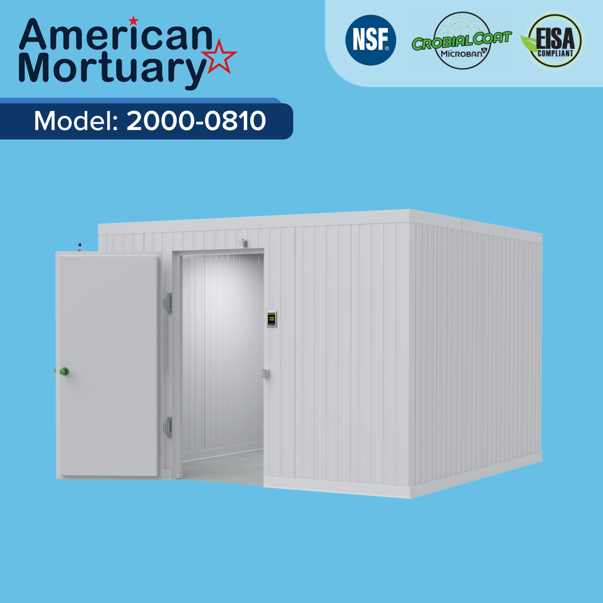  10x10 walk-in body storage cooler NSF-certified cam-lock panels airtight seal thermal efficiency