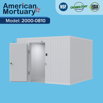  10x10 walk-in body storage cooler NSF-certified cam-lock panels airtight seal thermal efficiency