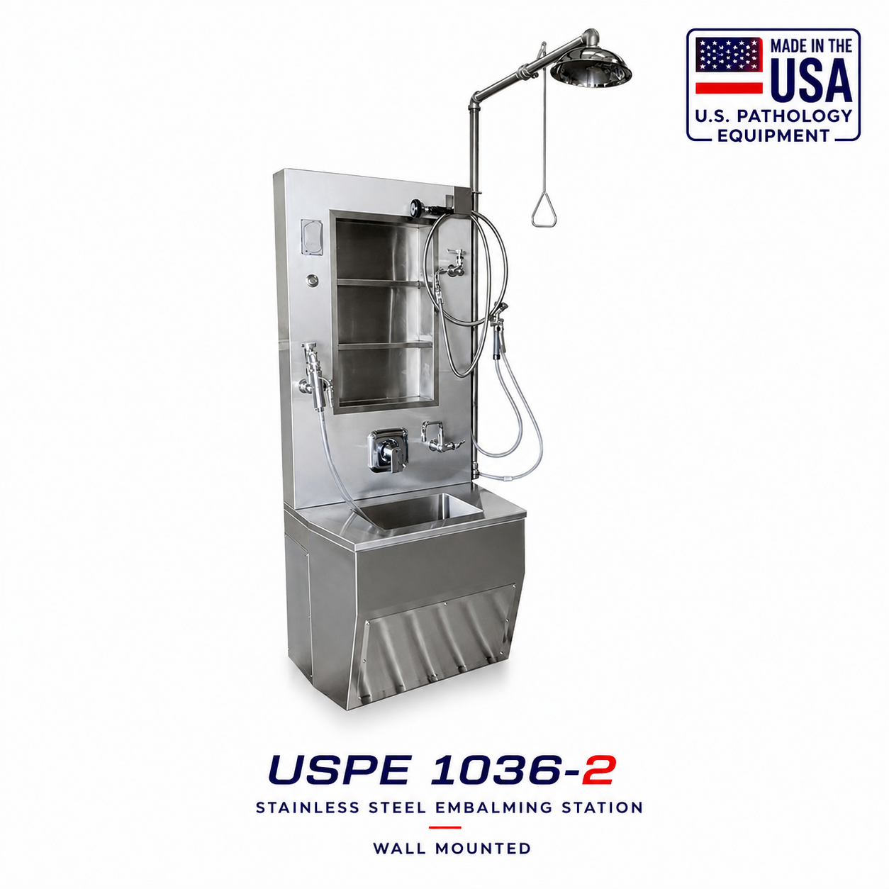 Wall Mount Embalming Service Station Model 1036-2 | Stainless Steel Autopsy Sink | American Mortuary Equipment