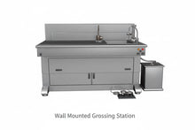 Wall mounted grossing station by American Mortuary Equipment in 304 stainless steel with backdraft ventilation made in Johnson City TN.