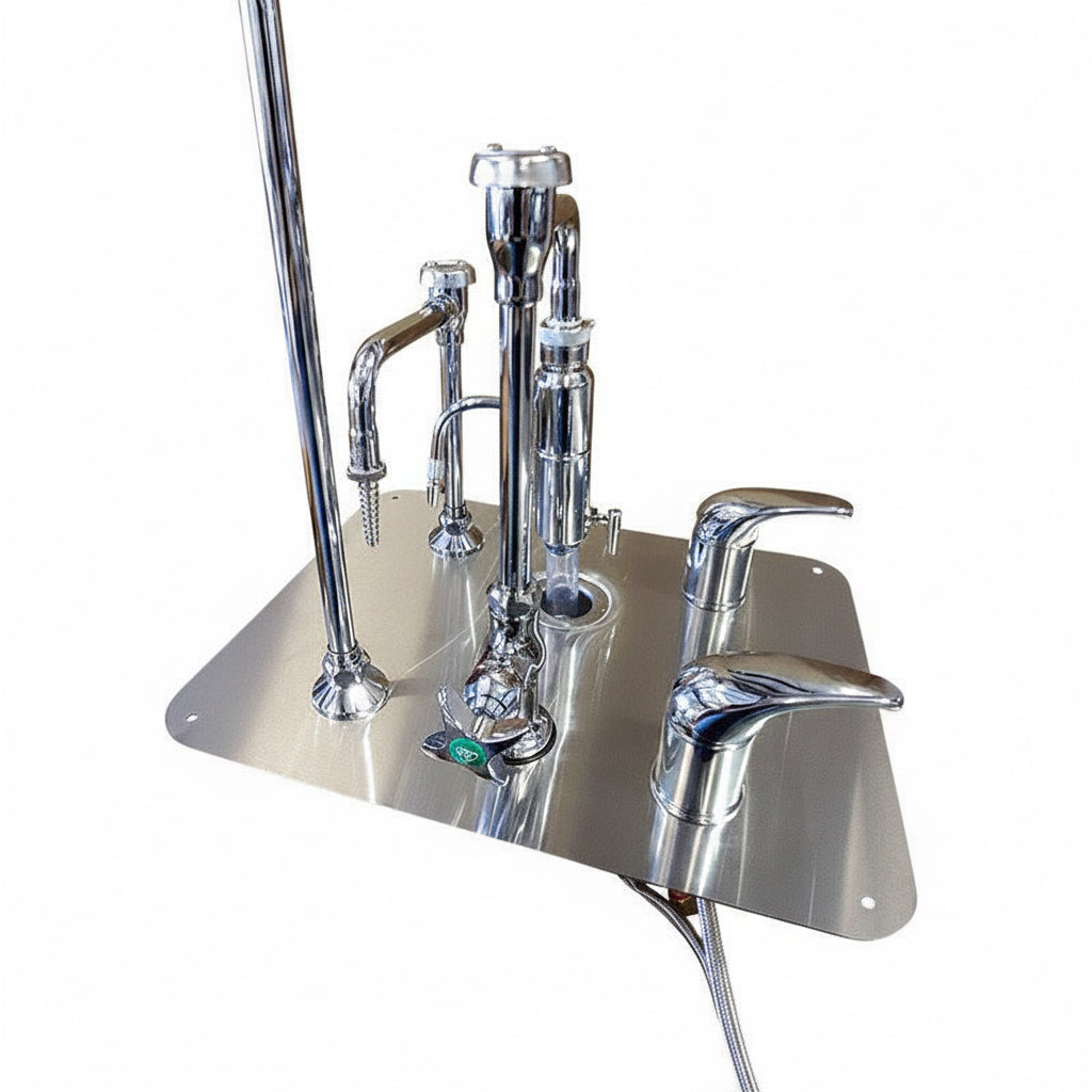 Integrated hydro aspirator on stainless steel embalming water control unit