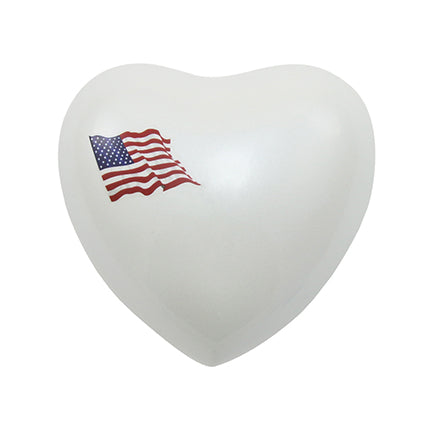 White American Flag Heart Keepsake Urn