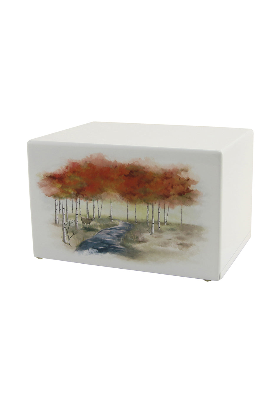 White Wood Autumn Forest Full Size Cremation Urn