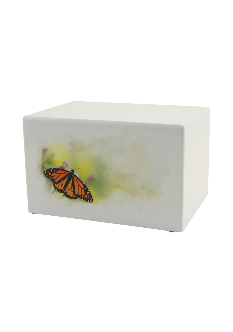 White Wood Butterfly Full Size Cremation Urn