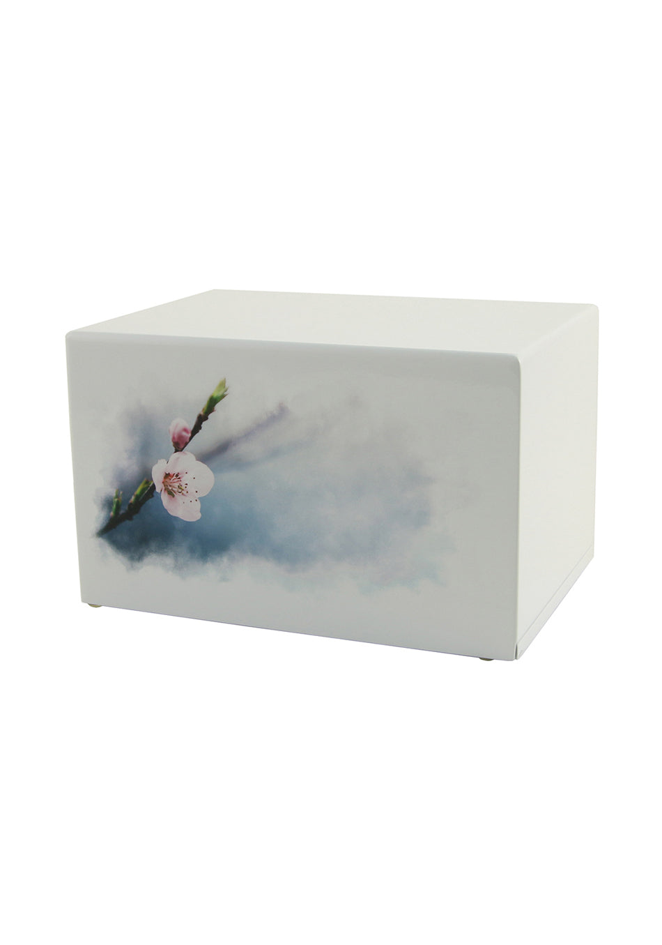White Wood Cherry Blossoms Full Size Cremation Urn, Full Size (Adult), 5.5 x 9 x 6.25 in