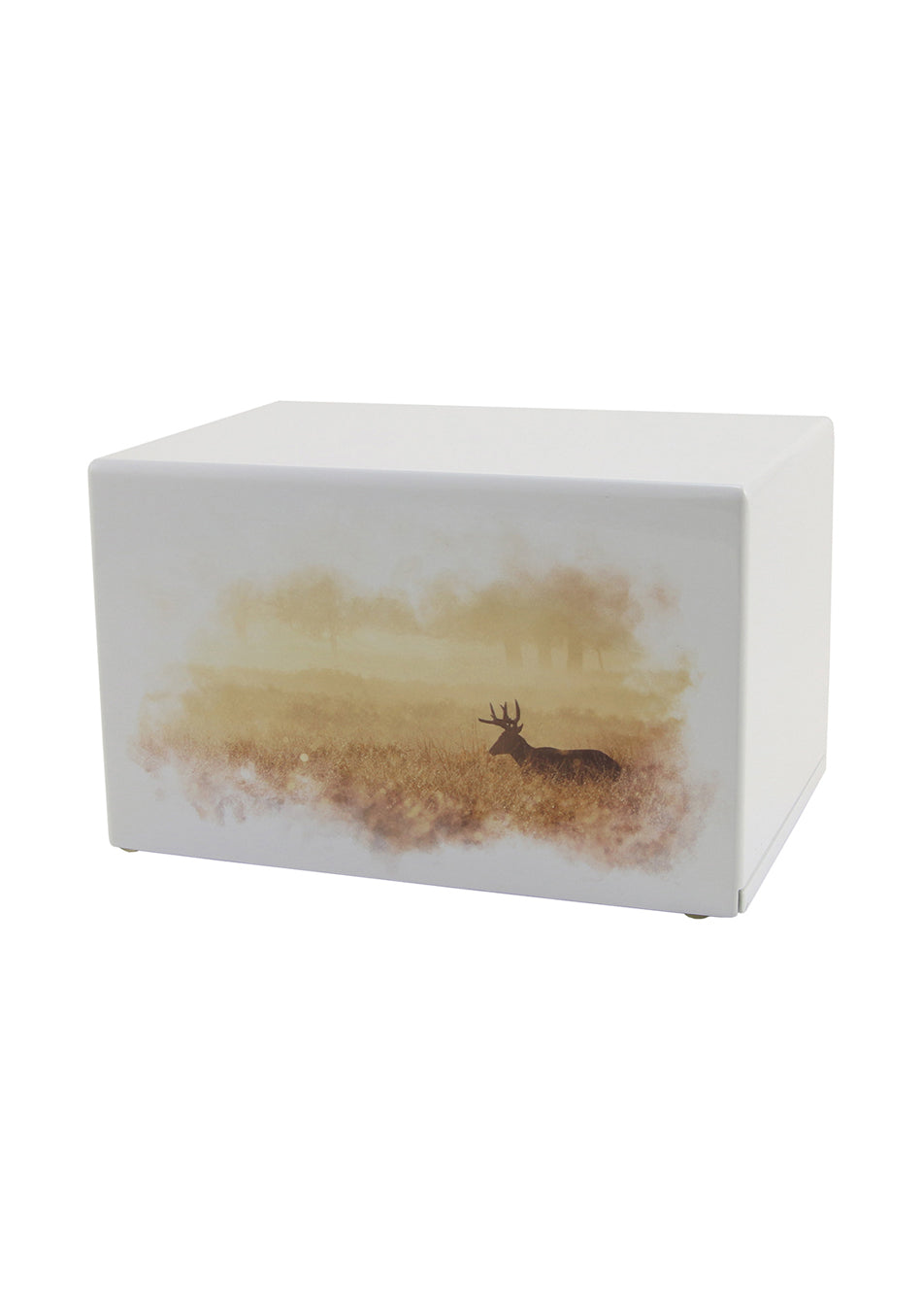 White Wood Deer Full Size Cremation Urn, Full Size (Adult), 5.5 x 9 x 6.25 in