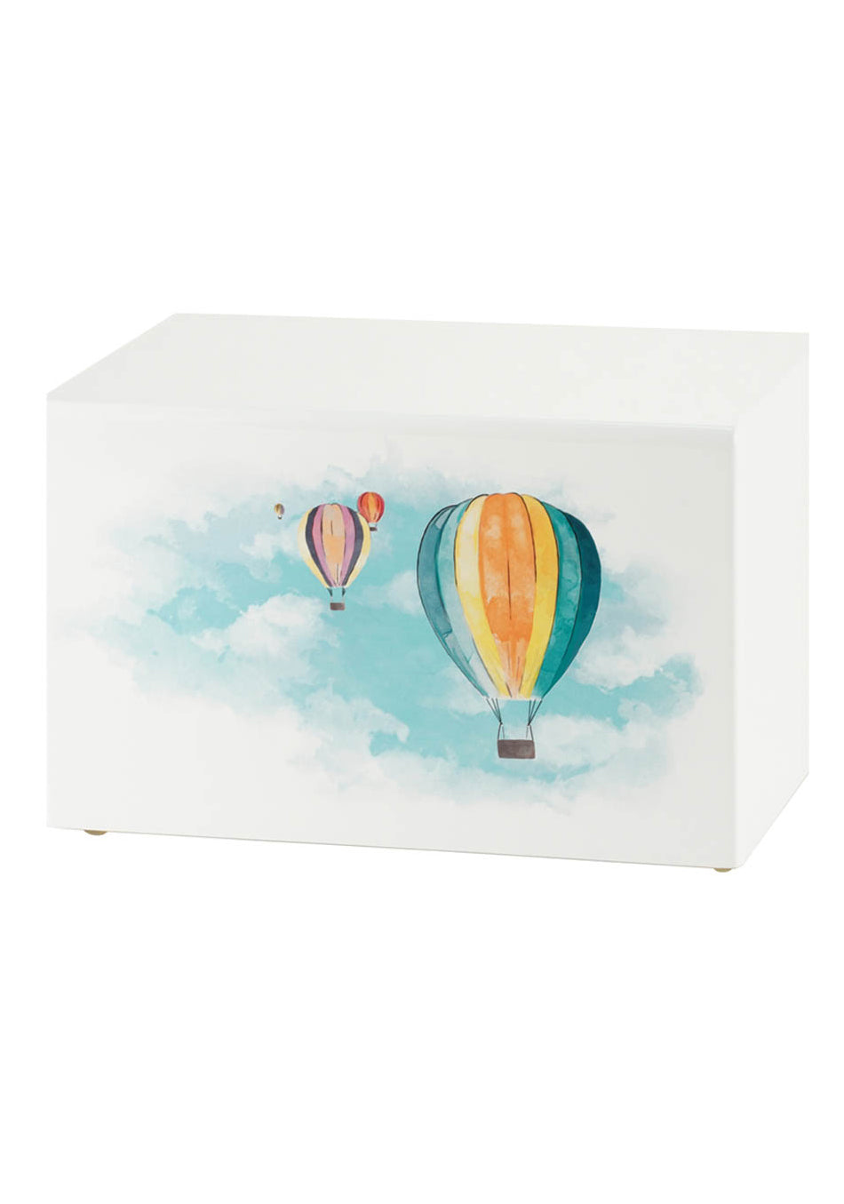 White Wood Hot Air Balloon Full Size Cremation Urn, Full Size (Adult), 5.5 x 9 x 6.25 in