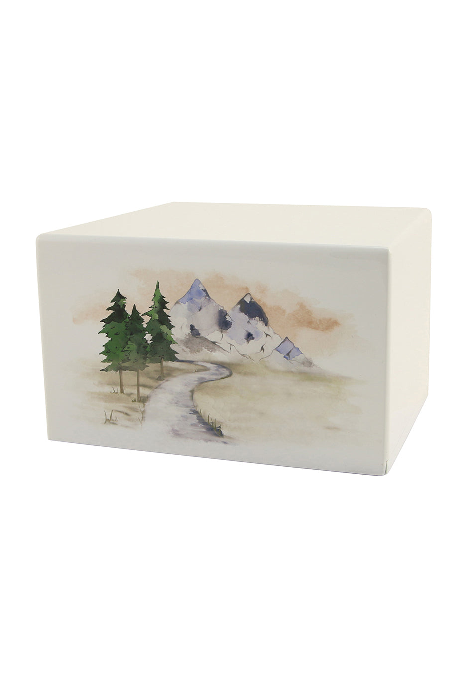 White Wood Mountain Stream Full Size Cremation Urn, Full Size (Adult), 5.5 x 9 x 6.25 in