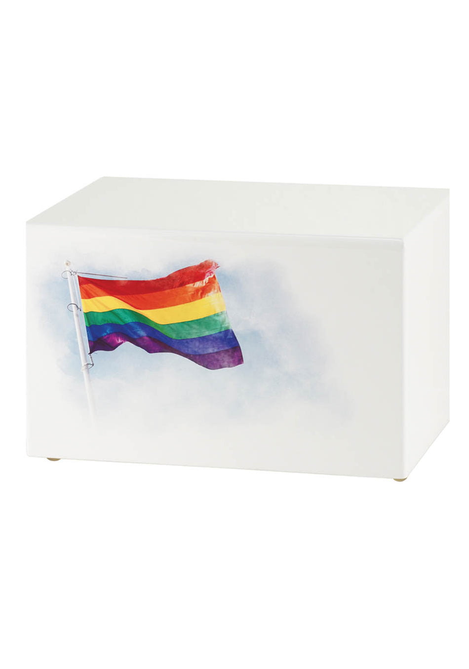 White Wood Rainbow Pride Flag Full Size Cremation Urn