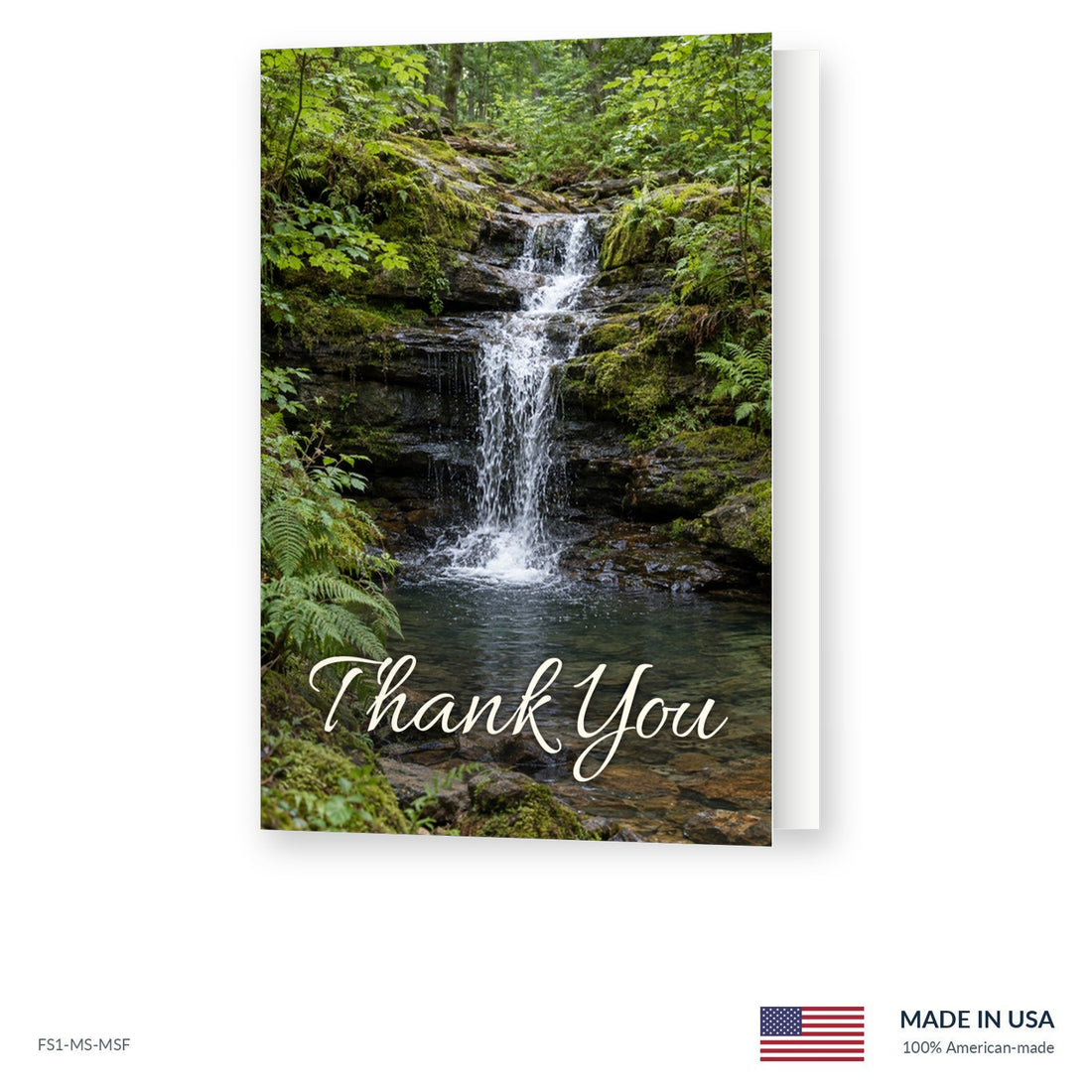 Woodland Waterfall Funeral Acknowledgment Cards