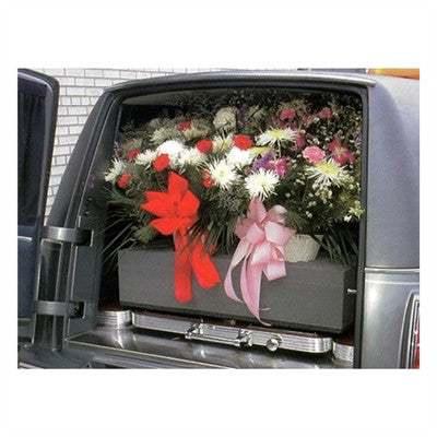 Eight hole floral vase block with floral arrangement — in-use chapel transport view | Funeral Source One