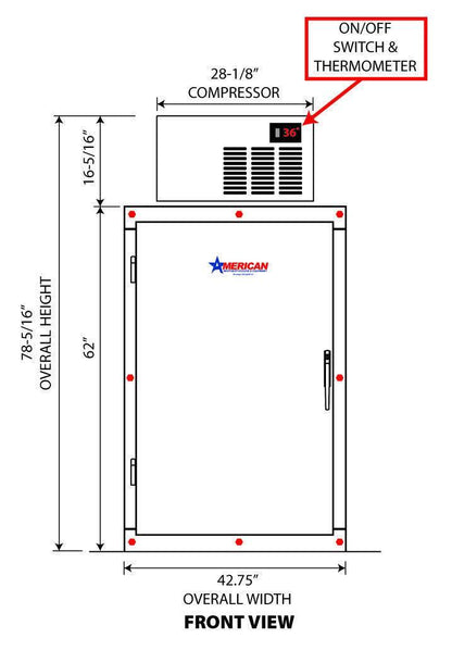 AMC 3BX-F Oversized Mortuary Freezer with triple-door design and advanced refrigeration system for morgue applications.