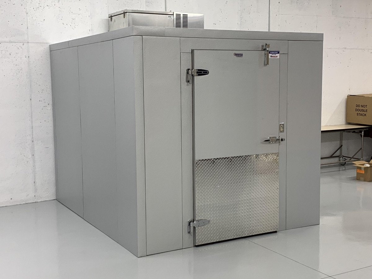 Exterior view of 8x10 walk-in mortuary cooler 