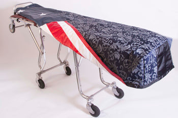 Premium quilted mortuary cot cover Bristol navy blue — alternate cover view | Funeral Source One