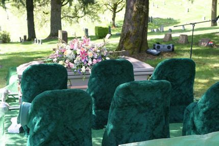 Set of twelve embroidered cemetery chair covers in washable Hy-Luster fabric