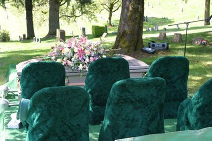 Set of twelve embroidered cemetery chair covers in washable Hy-Luster fabric