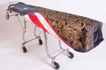 Premium quilted mortuary cot cover Kingsley black — alternate view showing cover detail | Funeral Source One