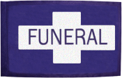Purple replacement funeral procession flag banners with white cross, 6 by 9 inch nylon