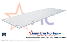 High-impact laminated mortuary body board with rubber edge for rack and cooler storage