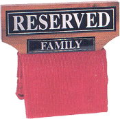 Wood reserved family seat signage — family seating designation sign | Funeral Source One