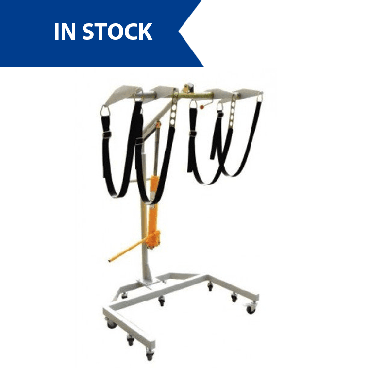 1000 lb Casket & Body Lifter Frame Detail | 4-Inch Swivel Caster Mortuary Lift | Heavy-Duty Steel Construction