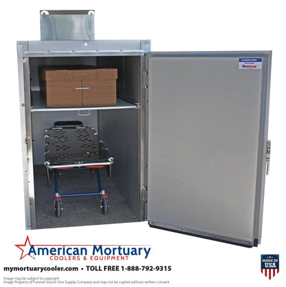 Trusted American-made mortuary cooler, Model 2000-2BX-C with OSHA approval
