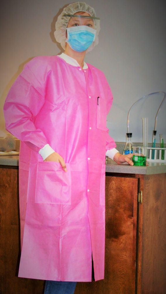 FS1 Ultracool embalming gown front view, full coverage prep room protection | American Mortuary Coolers