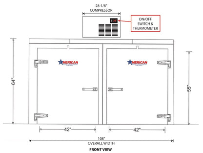 6-Body Dual-Door Walk-In Mortuary Cooler | Model AMC-3x3-S | Dual-Compartment Cadaver Cold Storage | American-Made