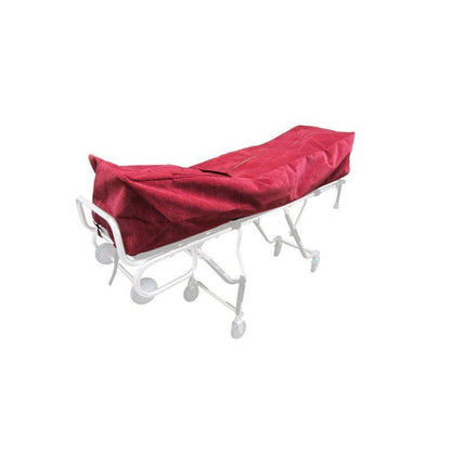 Model 335 cot pouch full view on mortuary cot, dignified removal presentation