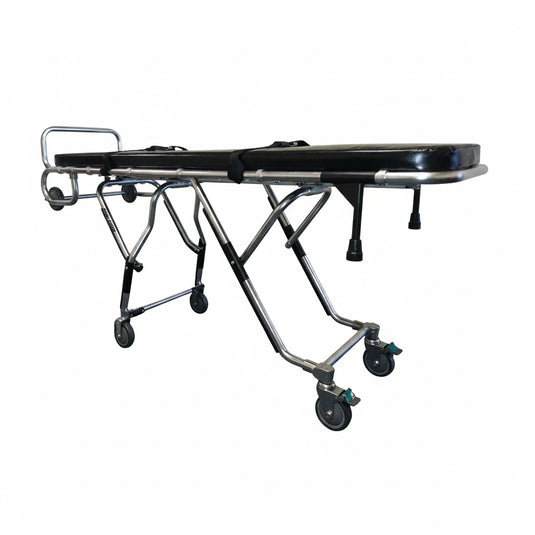 Model 500 mortuary stretcher showing 4-level adjustable height positions for removal vehicles
