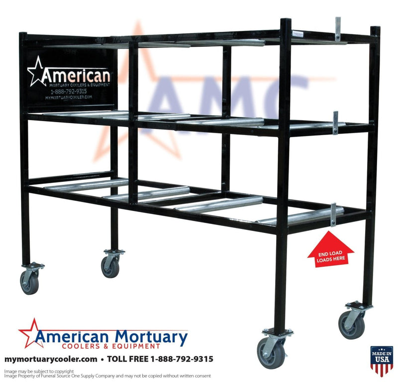 Model 2000-3TEL OSHA Approved Three Tier End Loading Mortuary Rack