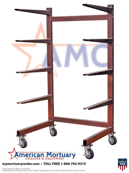 5-tier cantilever rack frame detail, heavy-duty welded high-density cadaver storage